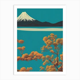 Japanese Mount Fuji Golden Tree Autumnal Art Print