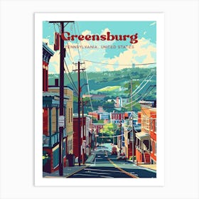 Greensburg Pennsylvania Town Travel Art Illustration Art Print