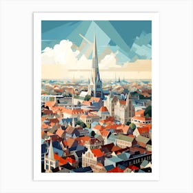 Antwerp, Belgium, Geometric Illustration 4 Art Print