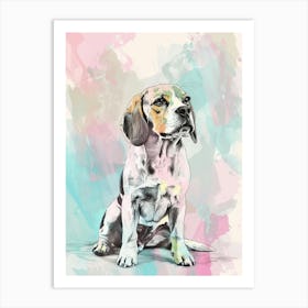 Pastel Beagle Dog Watercolour Line Illustration 2 Art Print