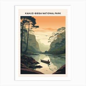 Kahuzi Biega National Park Midcentury Travel Poster Art Print