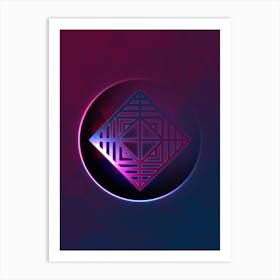Geometric Neon Glyph on Jewel Tone Triangle Pattern 124 Art Print