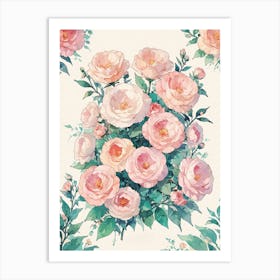 Pink Roses Wallpaper Art Print