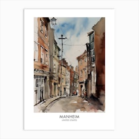 Manheim 4 Watercolour Travel Poster Art Print