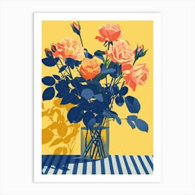 Rose Flowers On A Table   Contemporary Illustration 1 Art Print