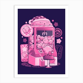Pink Claw Machine - Cute Anime Arcade Gamer Gift Art Print