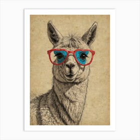 Llama With Glasses 1 Art Print