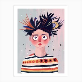 Girl With Feathers 5 Art Print