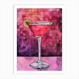 Porn Star Martini Cocktail Watercolour 2 Art Print