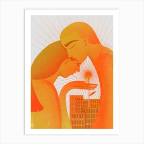 Kissing In The City Art Print