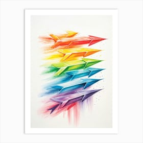 Arrows Composed Of Chalk And Crayon Strokes Floating Whimsically Against A Stark White Background (4) Art Print