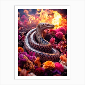 Floral Snake Inferno 1 Art Print