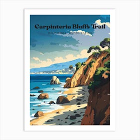 Carpinteria Bluffs Trail Nature Preserve Digital Travel Illustration Art Print