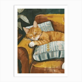 Cat Sleeping On The Couch 3 Art Print