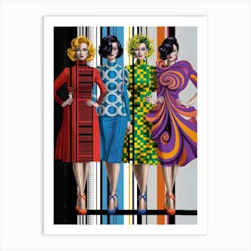 Three Women In Colorful Dresses Art Print