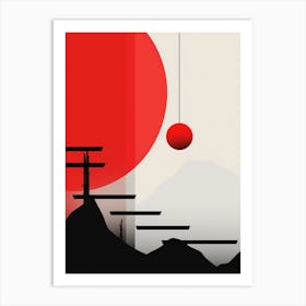 Silhouette Of A Red Ball 1 Art Print