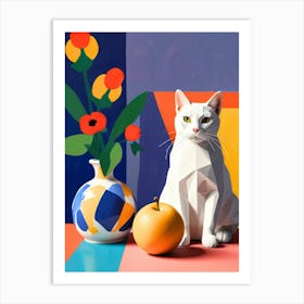 Cat And Orange Art Print