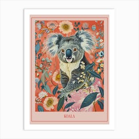 Floral Animal Painting Koala 2 Poster Art Print