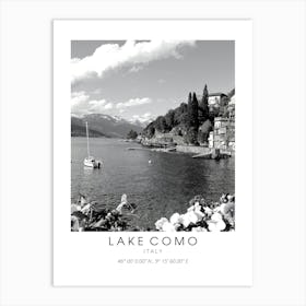 Lake Como Italy Black And White Art Print