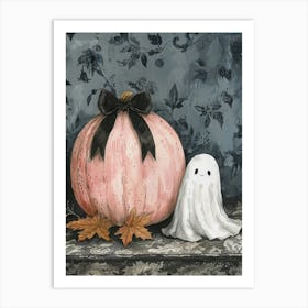 Pumpkin and ghost Art Print