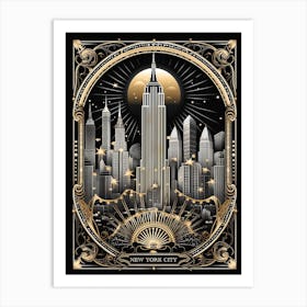 New York City, United States, Tarot Card Travel  Line Art 4 Art Print