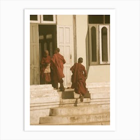 Monks On The Steps Art Print
