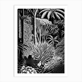Jardin Exotique De Monaco, 1, Monaco Linocut Black And White Vintage Art Print