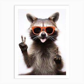A Crab Eating Raccoon Doing Peace Sign Wearing Sunglasses 1 Art Print