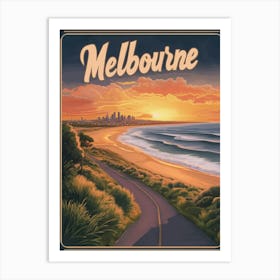 Aihrgdesign A Mid Century Modern Travel Poster For Melbourne Art Print