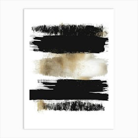 Black And Gold Brushstrokes 8 Art Print