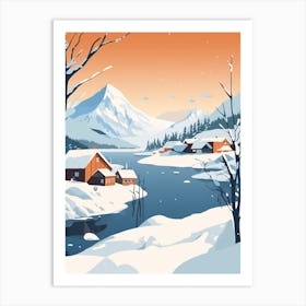 Retro Winter Illustration Lofoten Islands Norway 3 Art Print