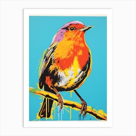 Andy Warhol Style Bird European Robin 4 Art Print
