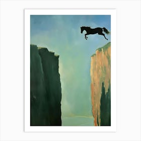 Horse Jumping Over Cliff Art Print