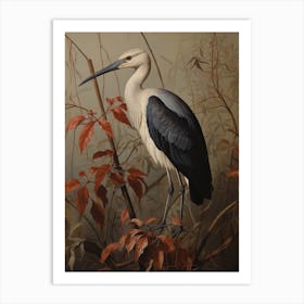 Dark And Moody Botanical Stork 1 Art Print