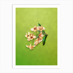 Vintage Copper Dendrobium Botanical Art on Love Bird Green Art Print