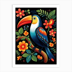 Folk Bird Illustration Toucan 1 Art Print