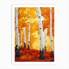 Autumn Birch Trees Art Print