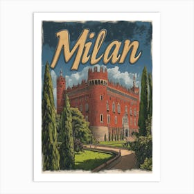 Aihrgdesign A Retro Travel Poster For Milan 6 Art Print