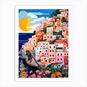 Postiano, Italy, Illustration In The Style Of Pop Art 3 Art Print