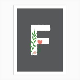 Bedroom Decor White Floral Letters 06 Art Print