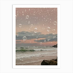 Pink Bubble Beach Art Print