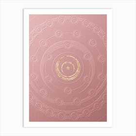 Geometric Gold Glyph on Circle Array in Pink Embossed Paper n.0083 Art Print