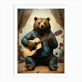 Bear With Guitar Art Print