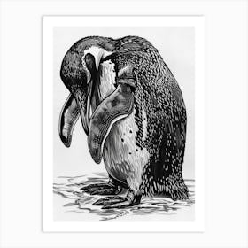 Emperor Penguin Preening Their Feathers 2 Art Print