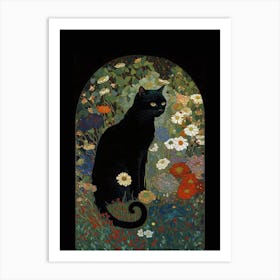 Klimt  Style And Black Garden, Circle Art Print