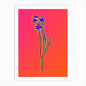 Neon Painted Lady Botanical in Hot Pink and Electric Blue n.0510 Art Print