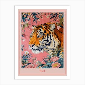 Floral Animal Painting Tiger 8 Poster Art Print