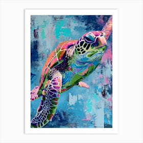 Colourful Textured Painting Of A Sea Turtle 5 Art Print