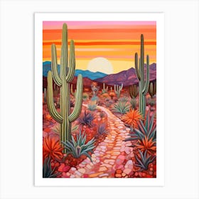 Cactus In The Desert Painting Zebra Cactus 1 Art Print