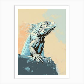 Pastel Blue Mexican Spiny Tailed Iguana Abstract Modern Illustration 2 Art Print